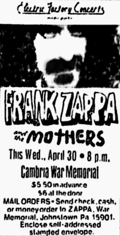30/04/1975War Memorial Auditorium, Johnstown, PA